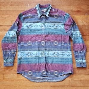 Vintage 1990s Cotton blue purple long sleeve Cabela’s button up Large shirt L